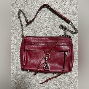 Rebecca Minkoff Red Leather Crossbody Bag with Chain Strap